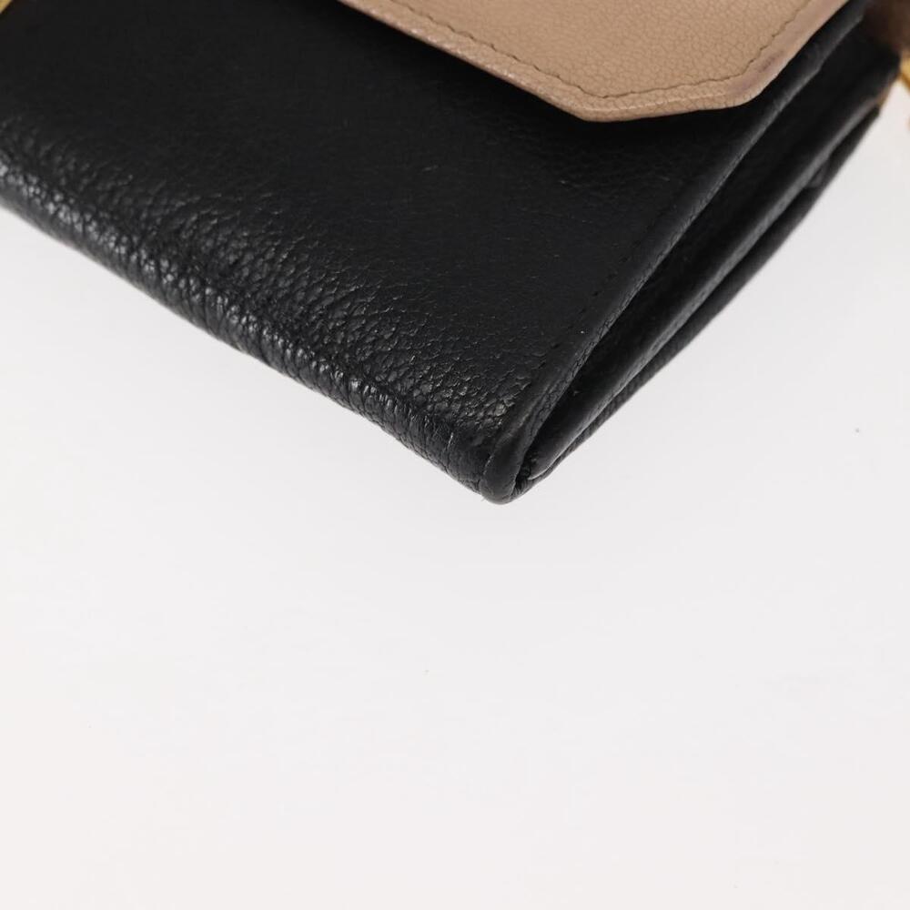 Miu Miu Chain Wallet Leather Beige Black gold Auth bs29776 - Picture 15 of 16